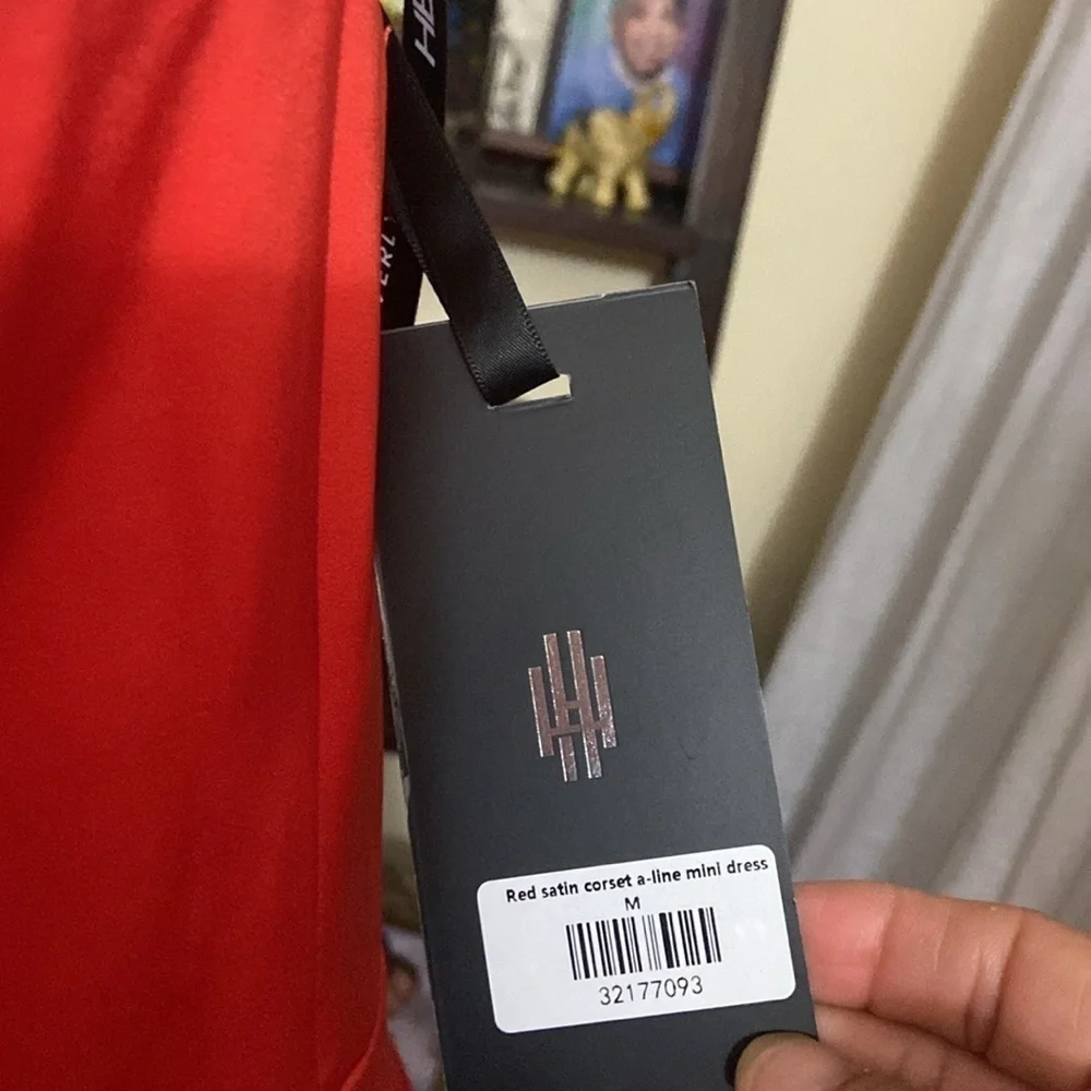 Beverly Hills Heiress Red Satin Corset A-Line Mini Dress